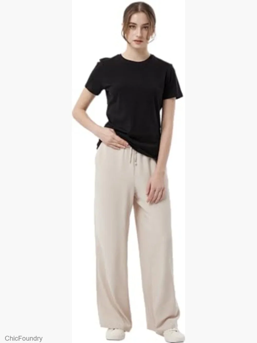 Lightweight Crinkle Palazzo Pants with Adjustable Strap - Picture 6 of 7